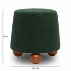 Sgabello imbottito Bouclé con gambe in legno massello