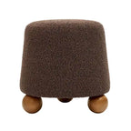 Sgabello imbottito Bouclé con gambe in legno massello