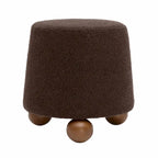 Sgabello imbottito Bouclé con gambe in legno massello