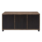 Tavolino industriale con ante scorrevoli in vetro stile fienile e vano contenitore - 47L x 24P x 23A