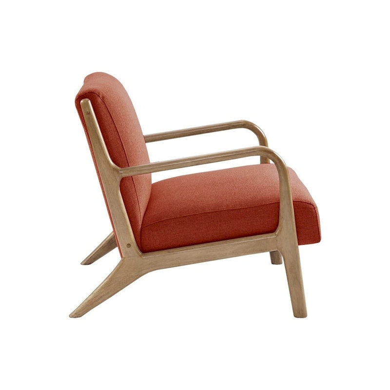 Poltrona Mid-Century con Seduta Imbottita e Struttura in Legno