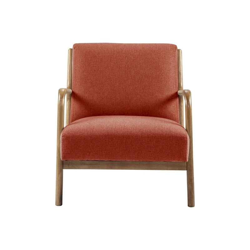 Poltrona Mid-Century con Seduta Imbottita e Struttura in Legno