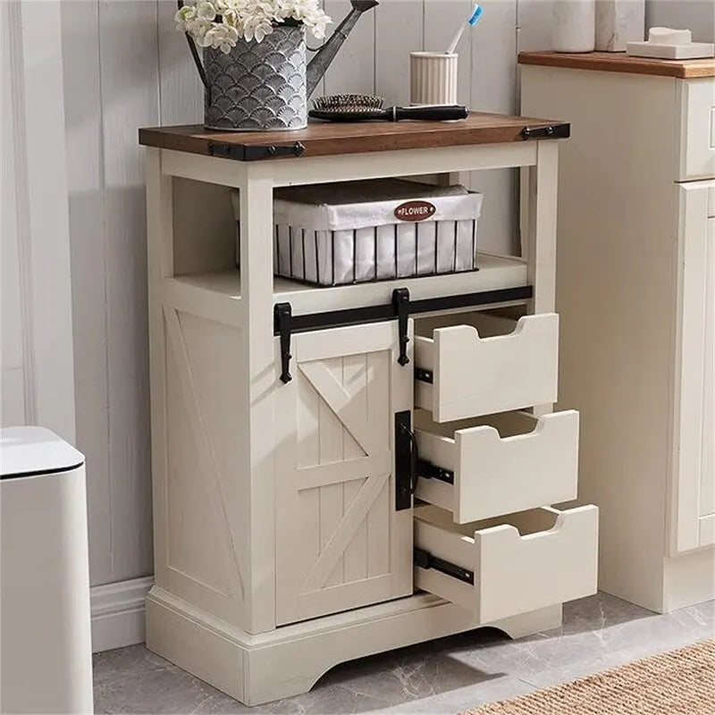 Mobiletto da Bagno a Terra con Anta Scorrevole a Fienile – 12P x 23.5L x 32A